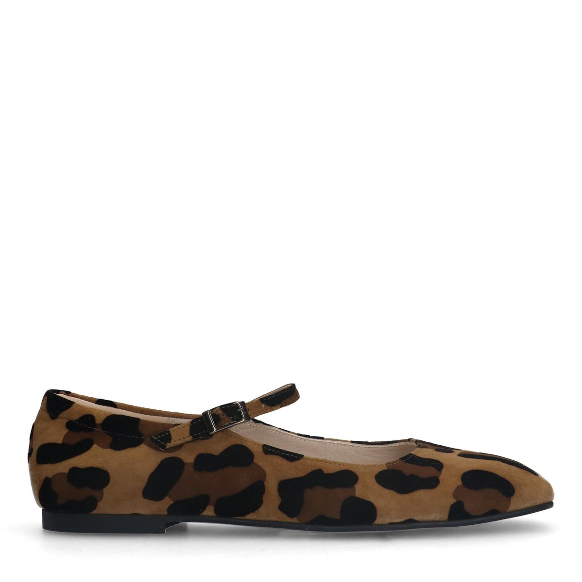 Leopard suède Mary Jane ballerina's