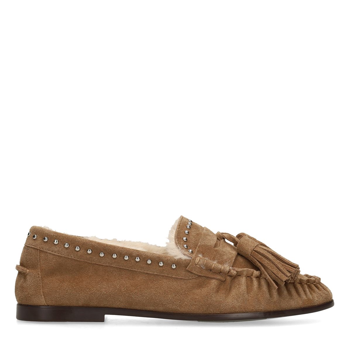 Cognac suède loafers met voering