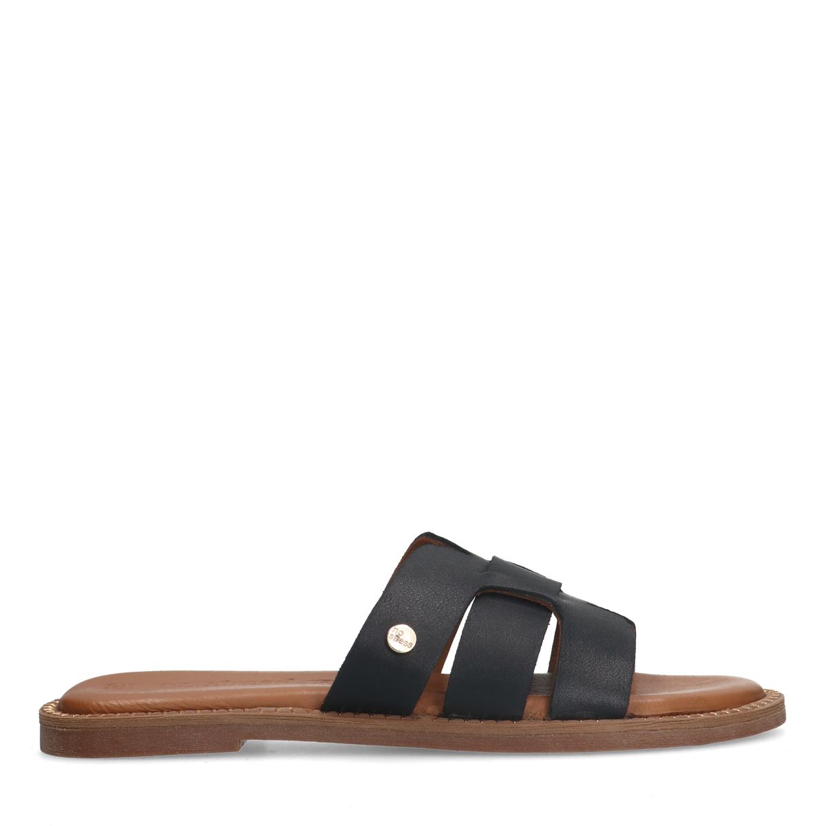 Zwarte leren slippers