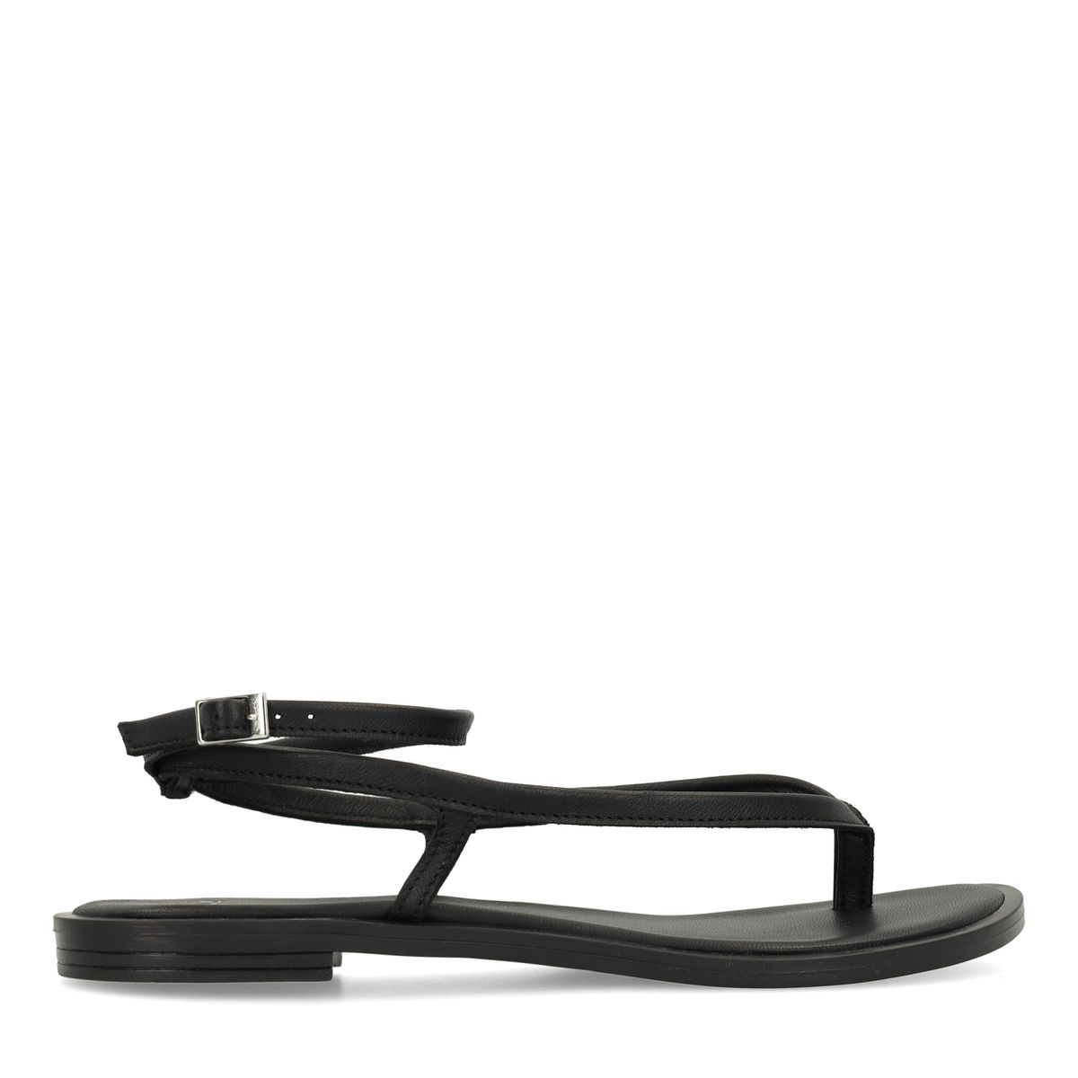 Manfield X Jolielot - Zwarte leren sandalen