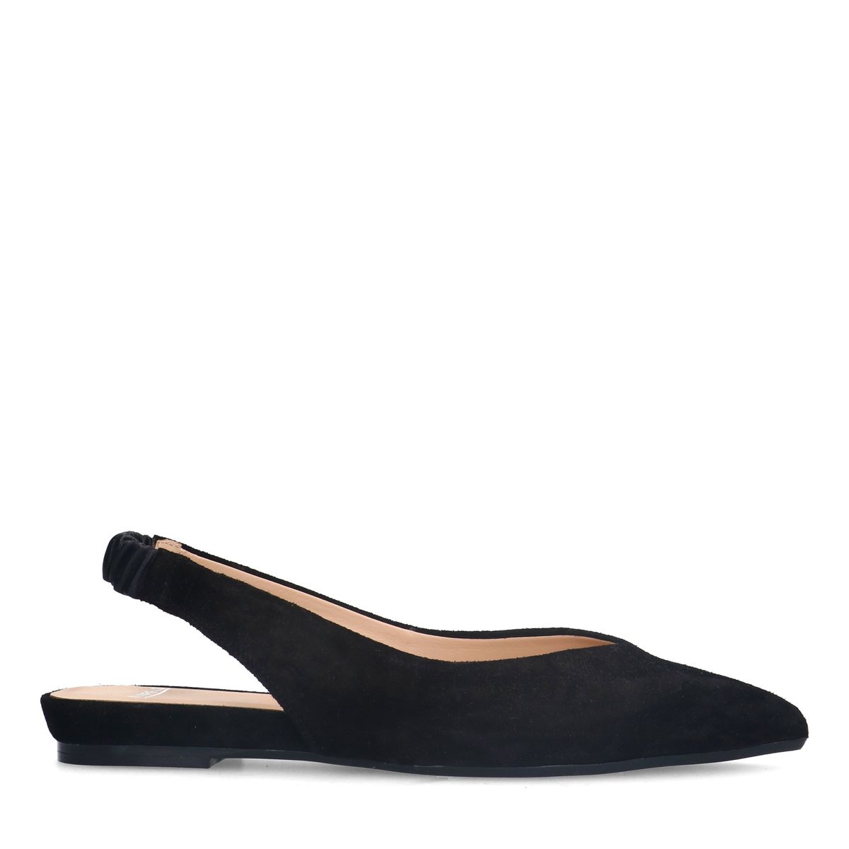 Manfield Zwarte suède slingbacks