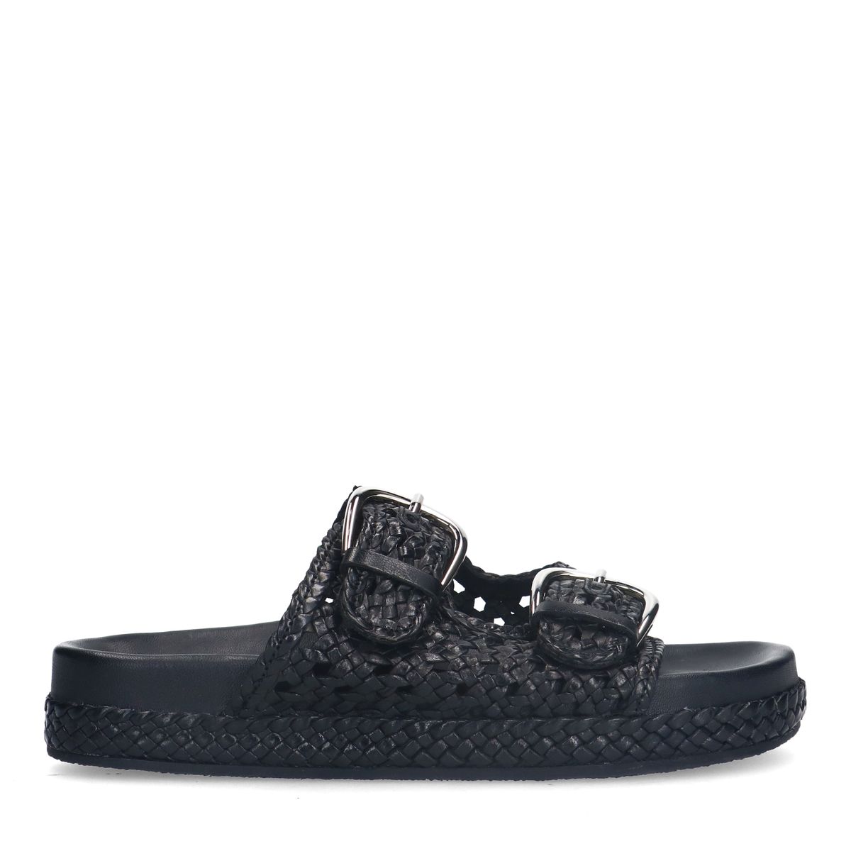 Zwarte leren slippers