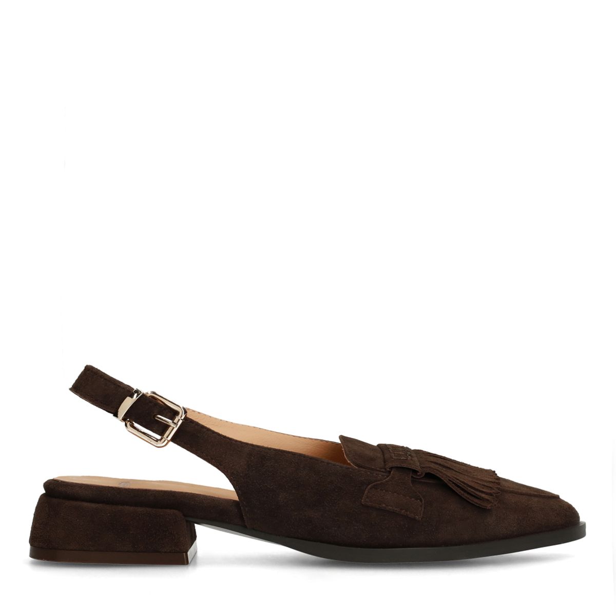 Manfield Dunkelbraune Slingbacks Aus Veloursleder