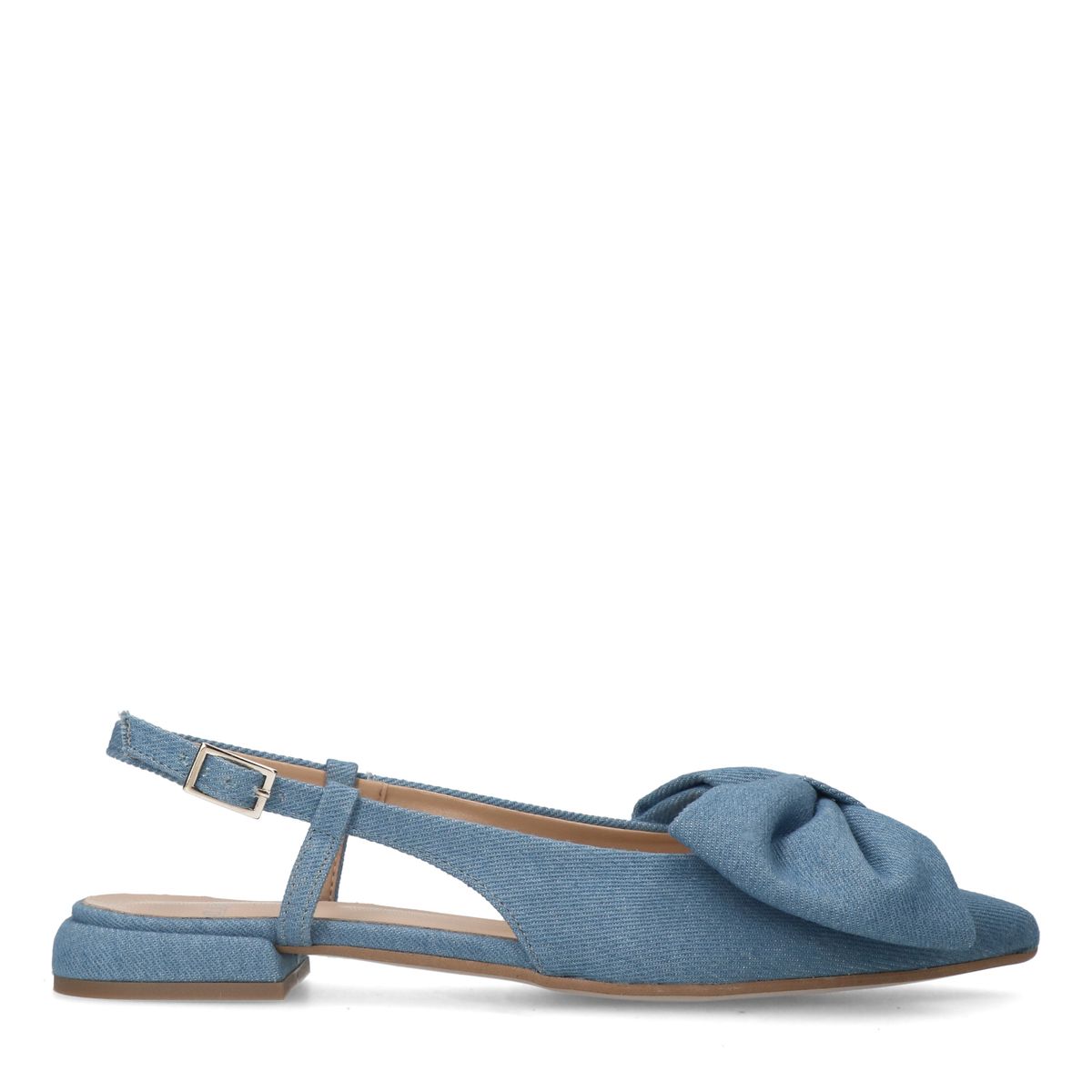 Denim slingbacks met strik