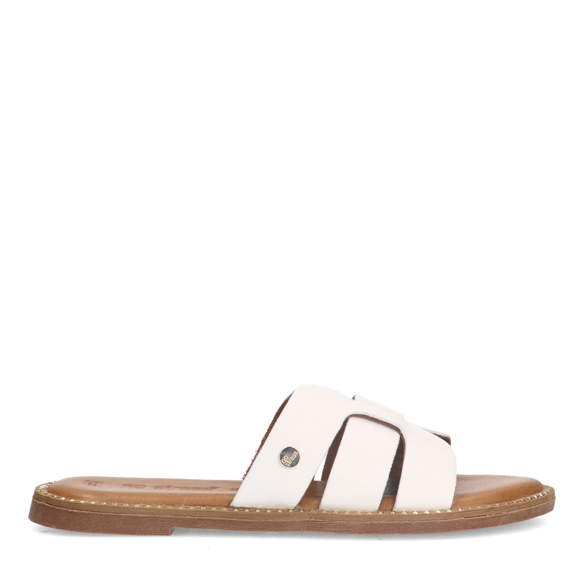 Witte leren slippers