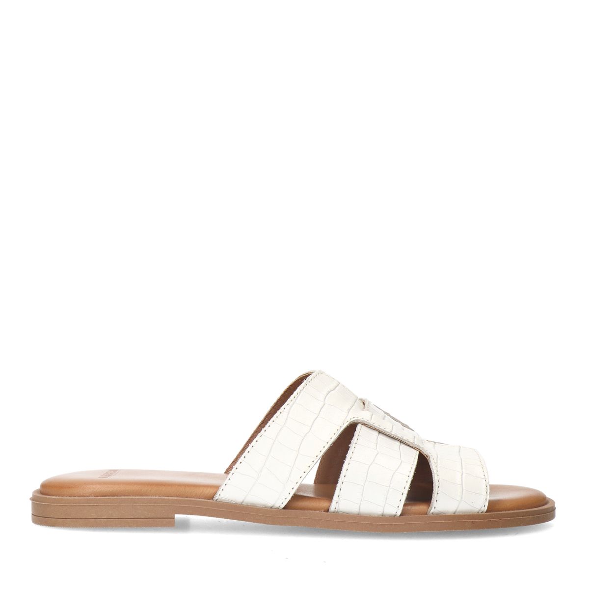Witte leren croco slippers