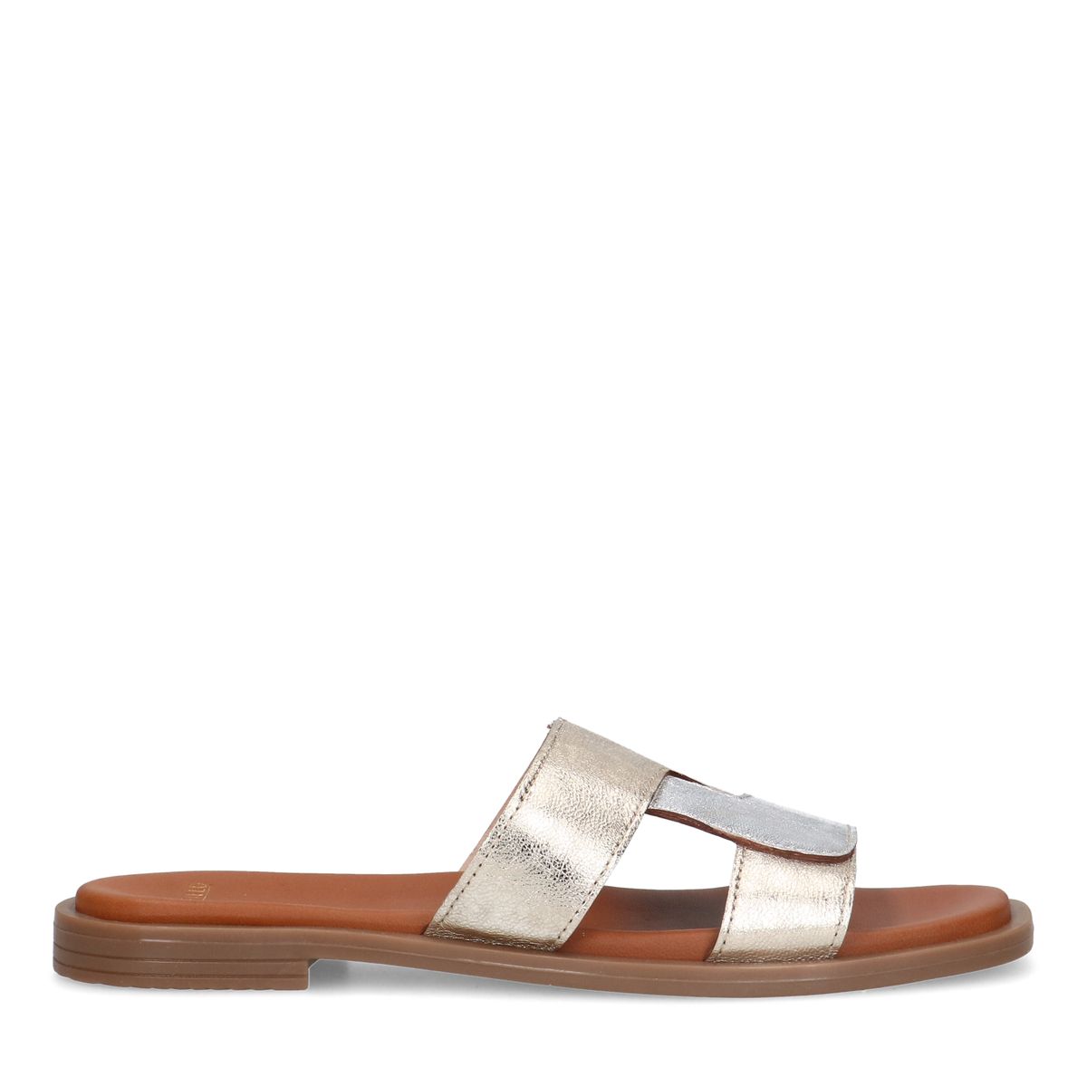 Gouden metallic leren slippers