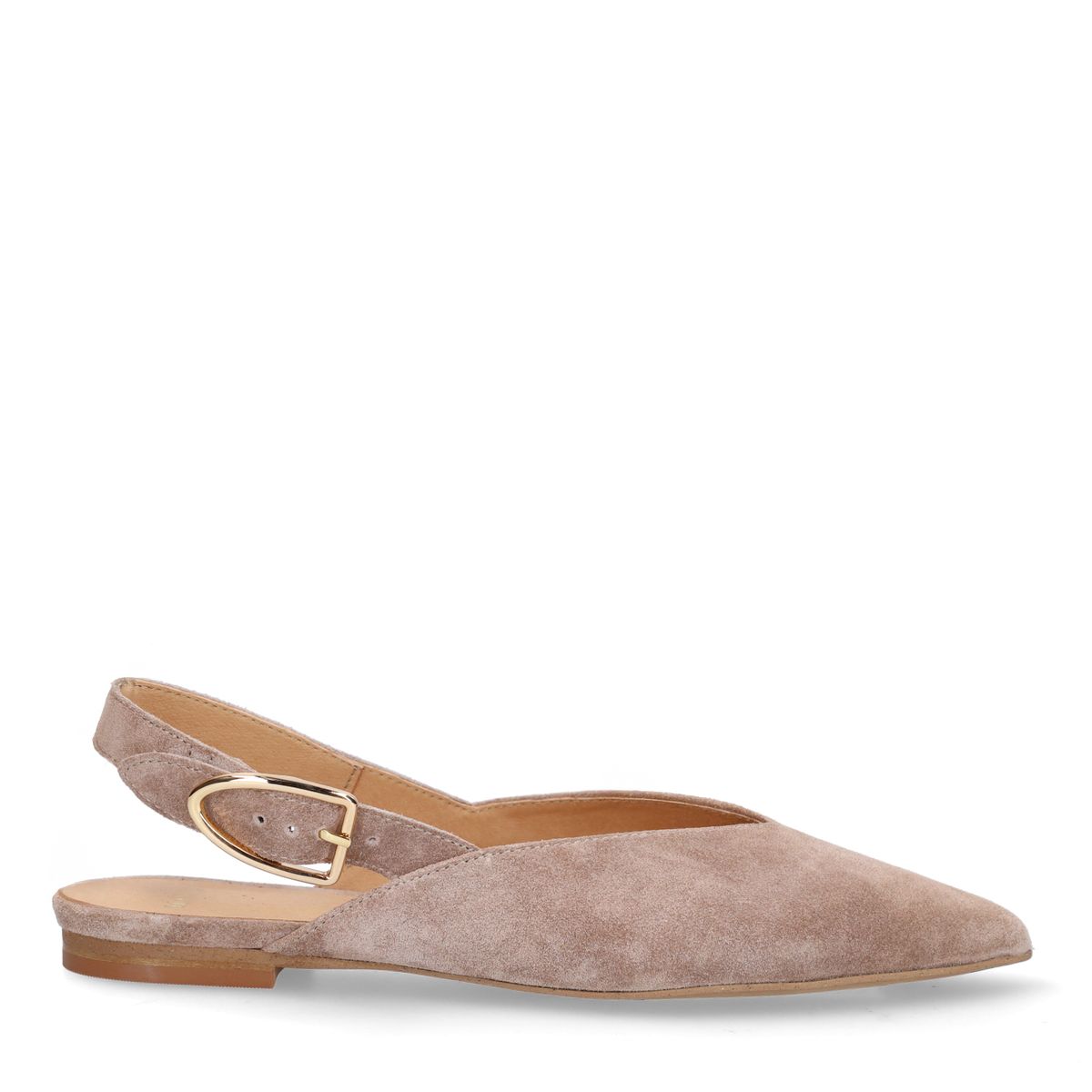 Manfield Taupefarbene Slingbacks Aus Veloursleder