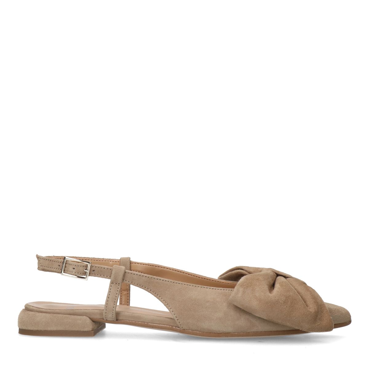 Beige suède slingbacks met strik