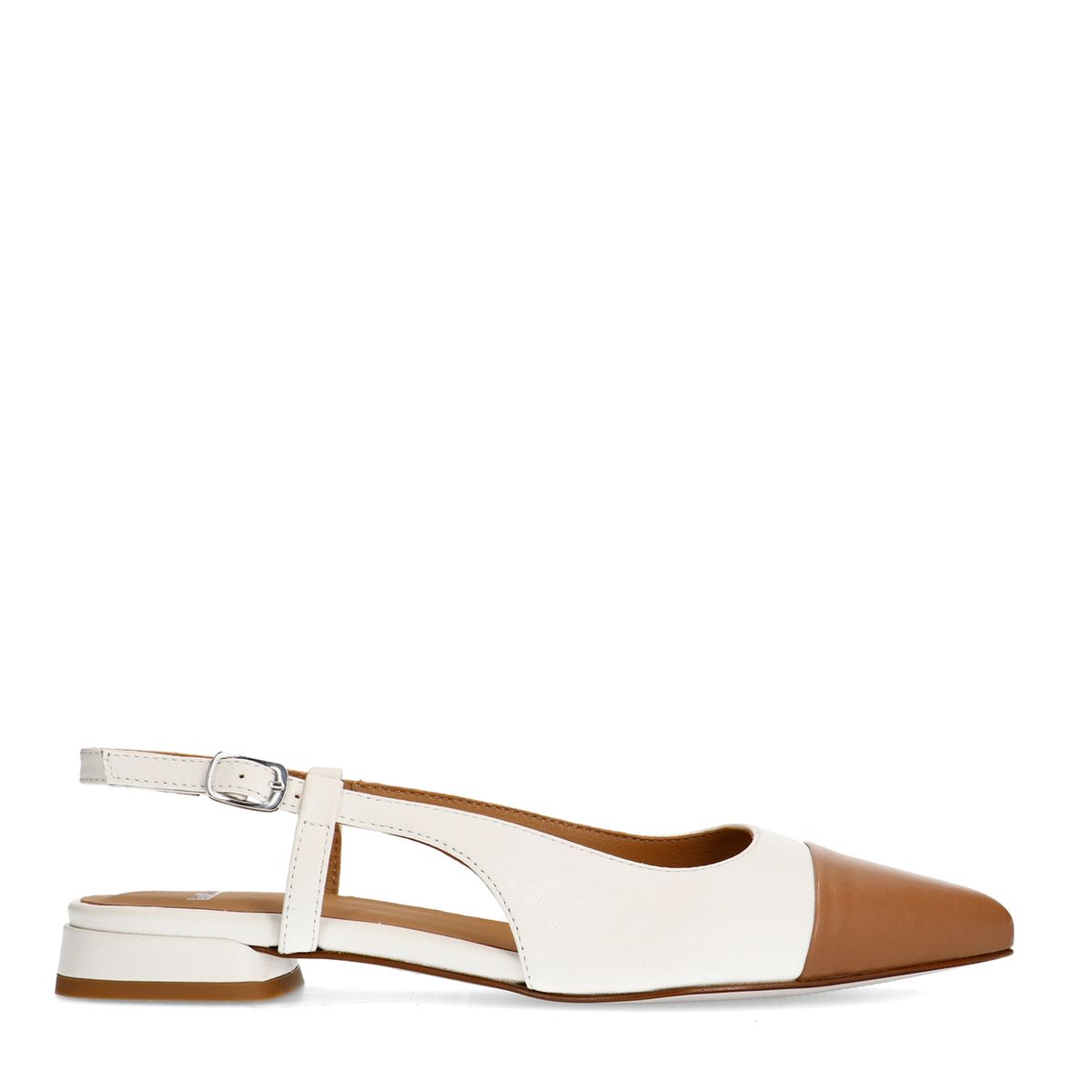 Witte leren slingbacks
