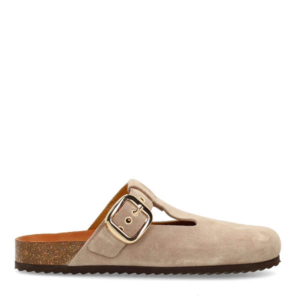 Beige/grijs suède clogs