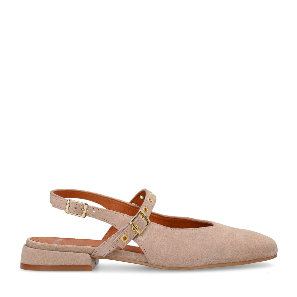 Manfield Beige Suède Slingbacks Met Gespsluiting - Maat 38