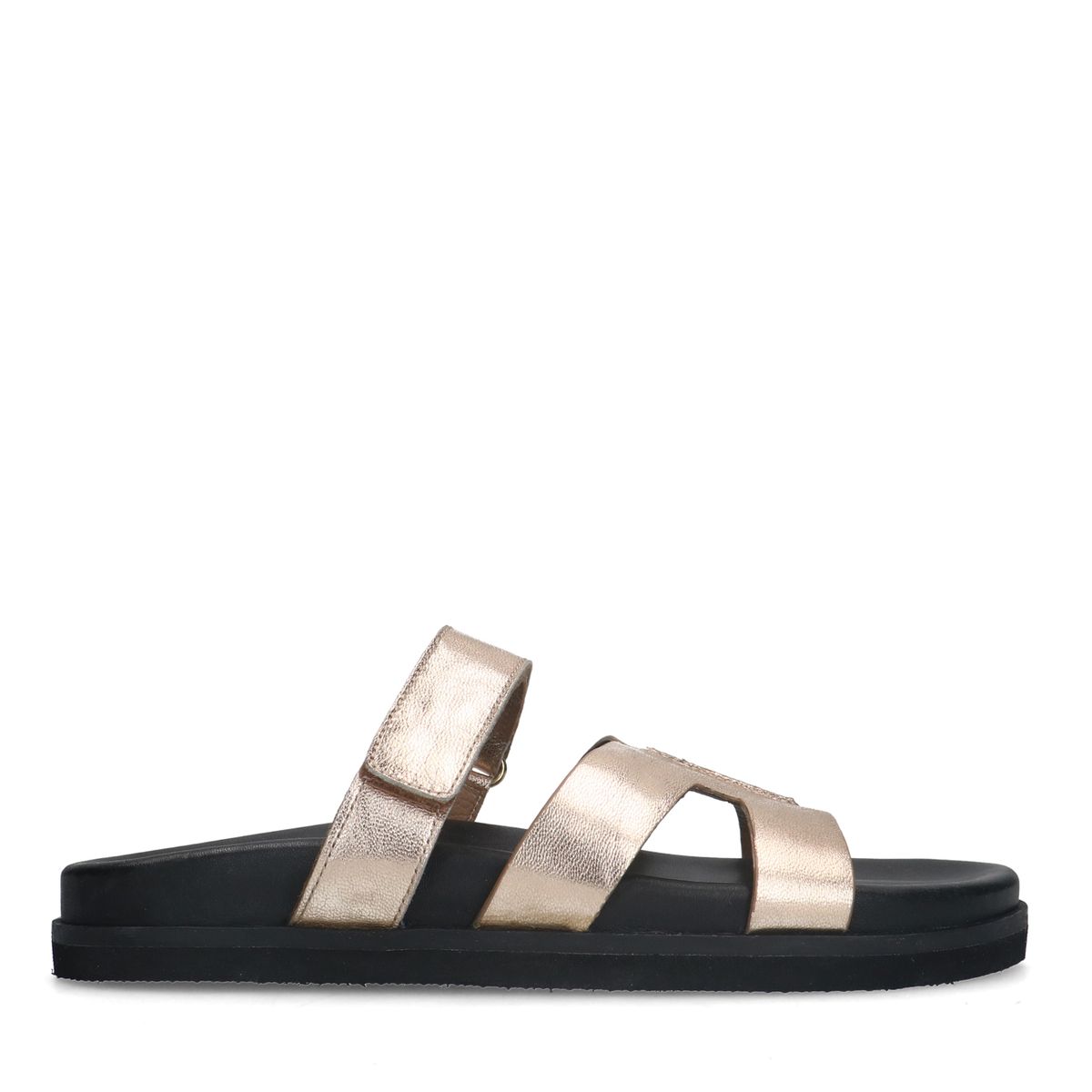 Gouden leren slippers met bandje