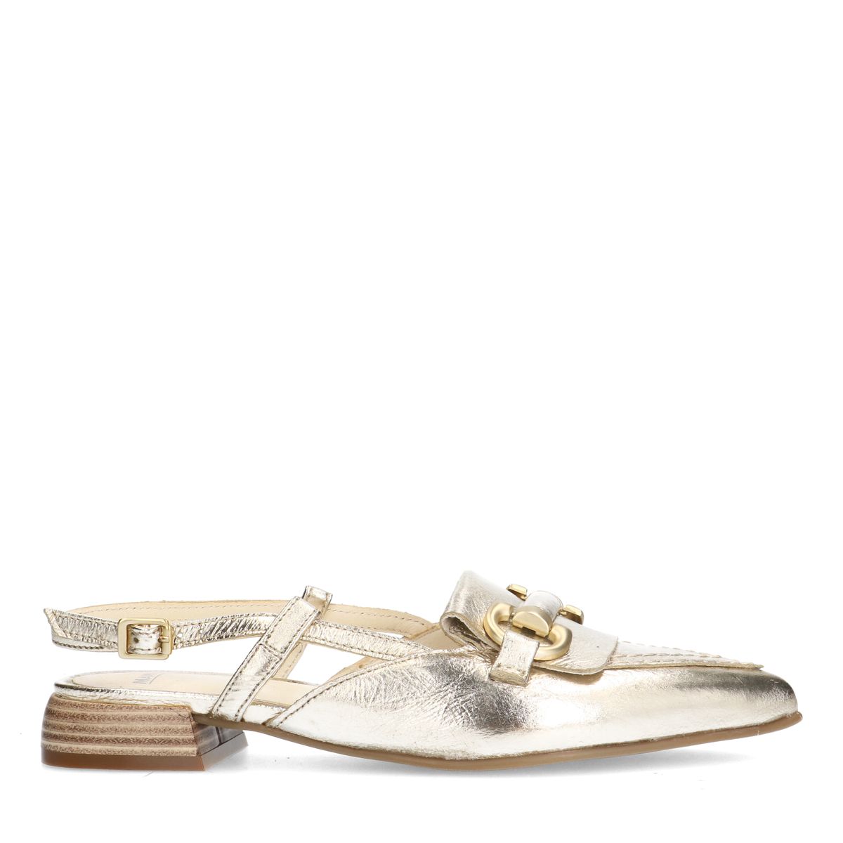 Gouden leren slingbacks met bandje