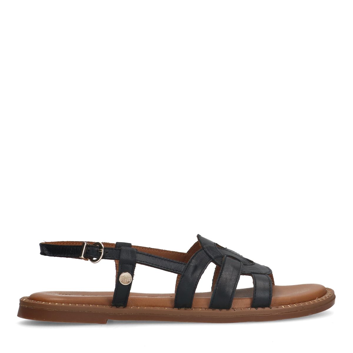 Zwarte leren sandalen met gesp