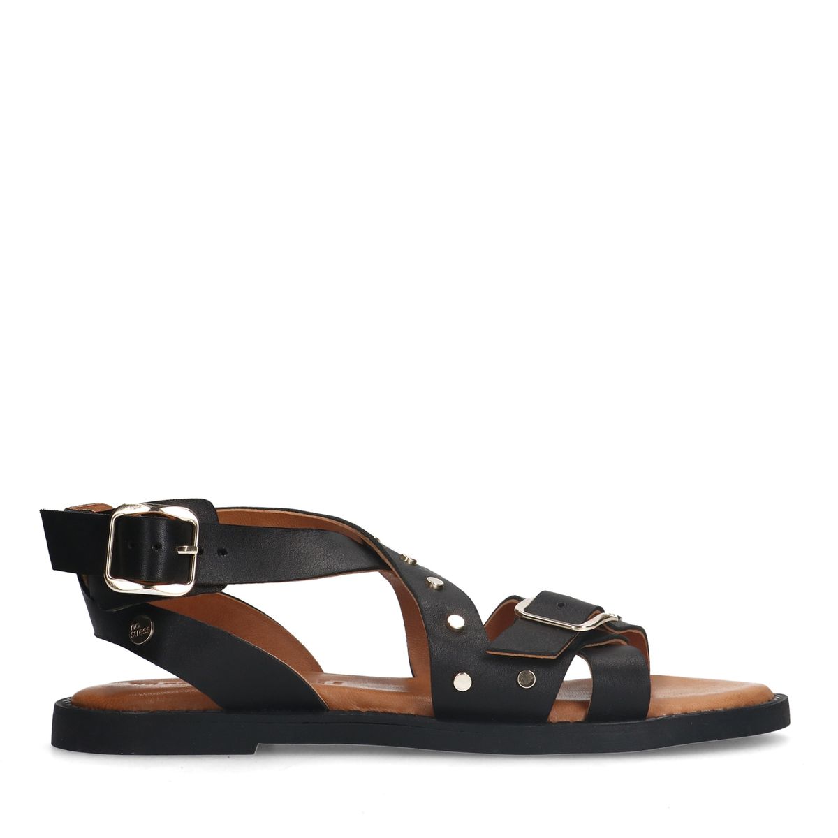 Zwarte leren sandalen met studs
