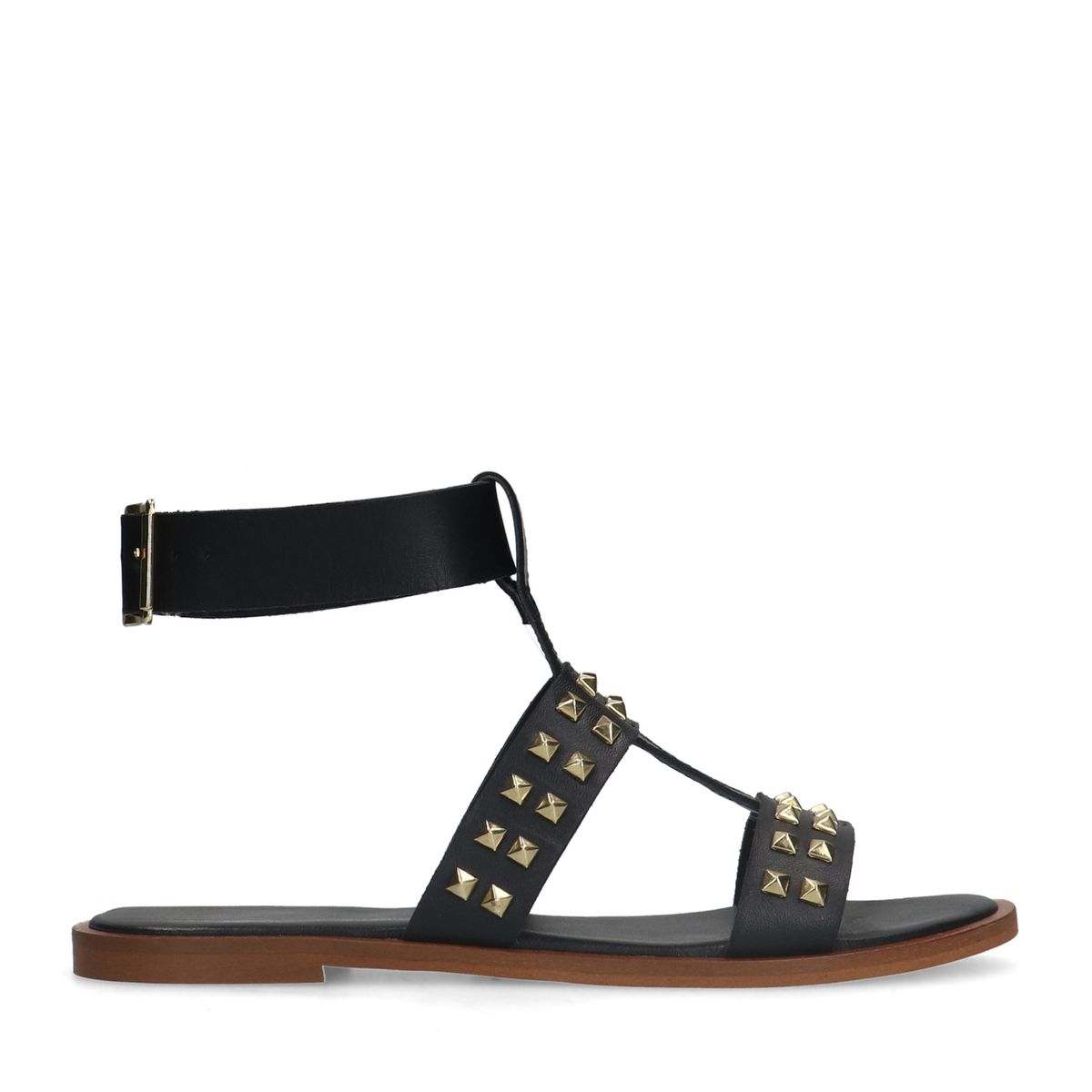 Zwarte leren sandalen met studs
