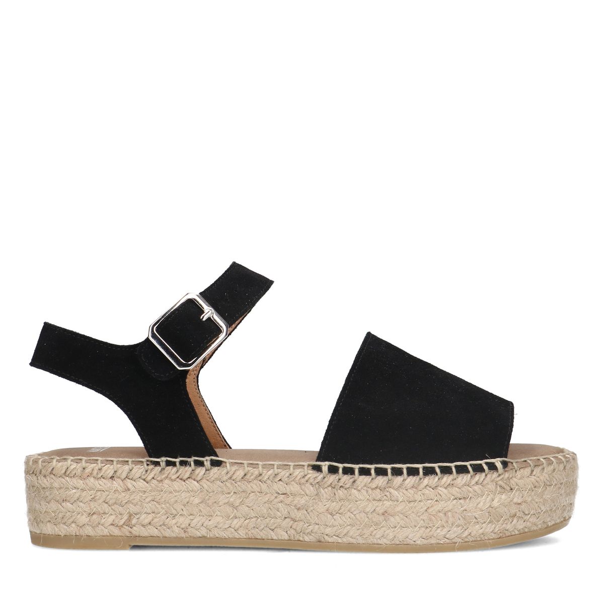 Zwarte suède sandalen met plateauzool