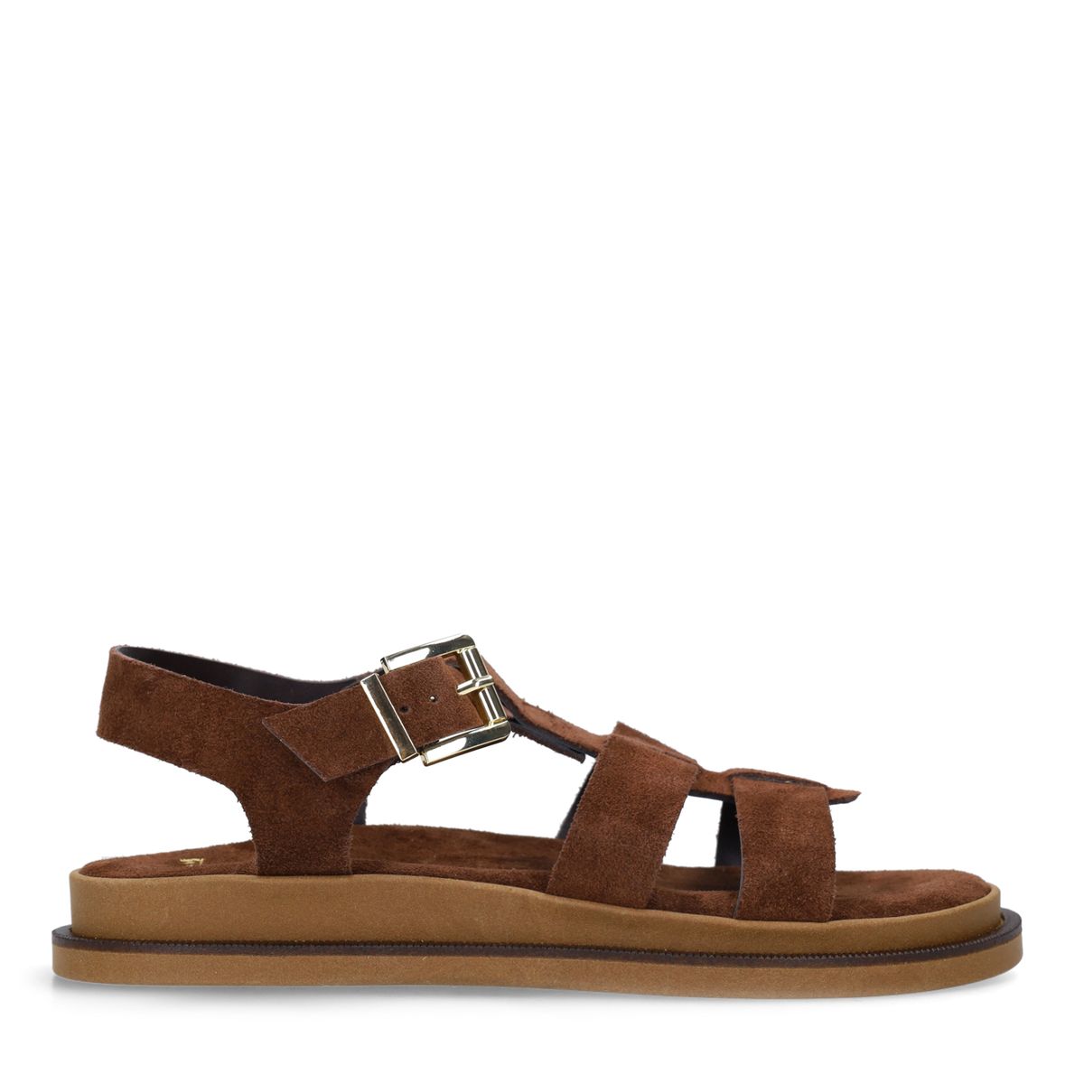 Manfield Bruine Suède Sandalen