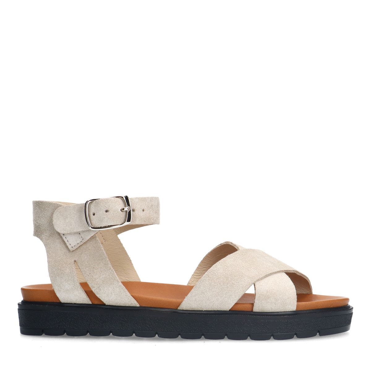 Beige suède sandalen