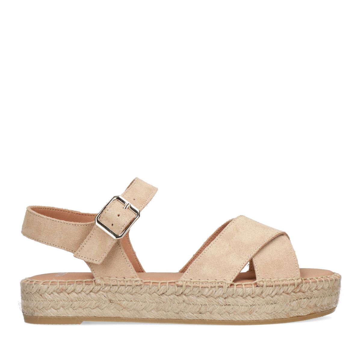 Beige sandalen met suède banden
