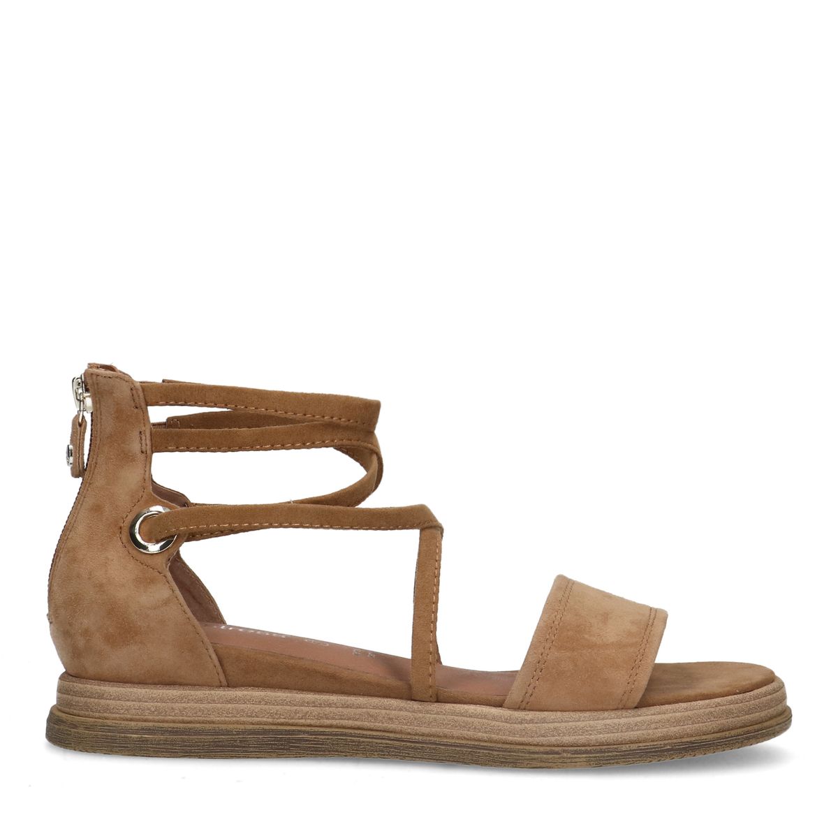 Beige suède sandalen met bandjes