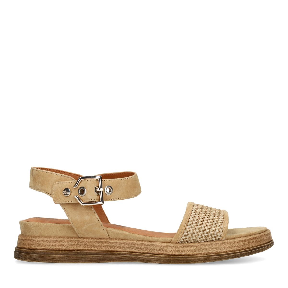 No Stress Cognacfarbene Plateausandalen Aus Leder