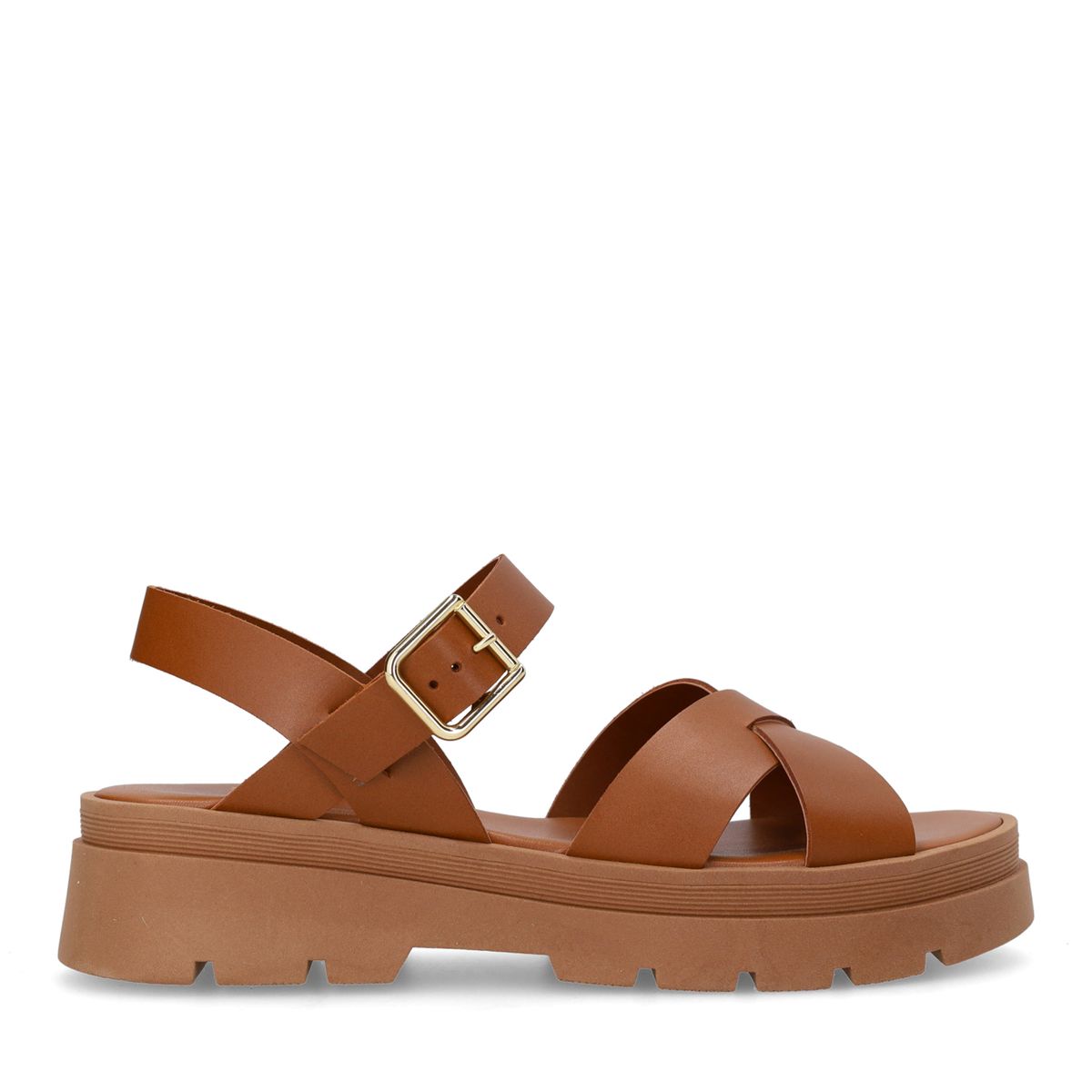 Cognac leren sandalen