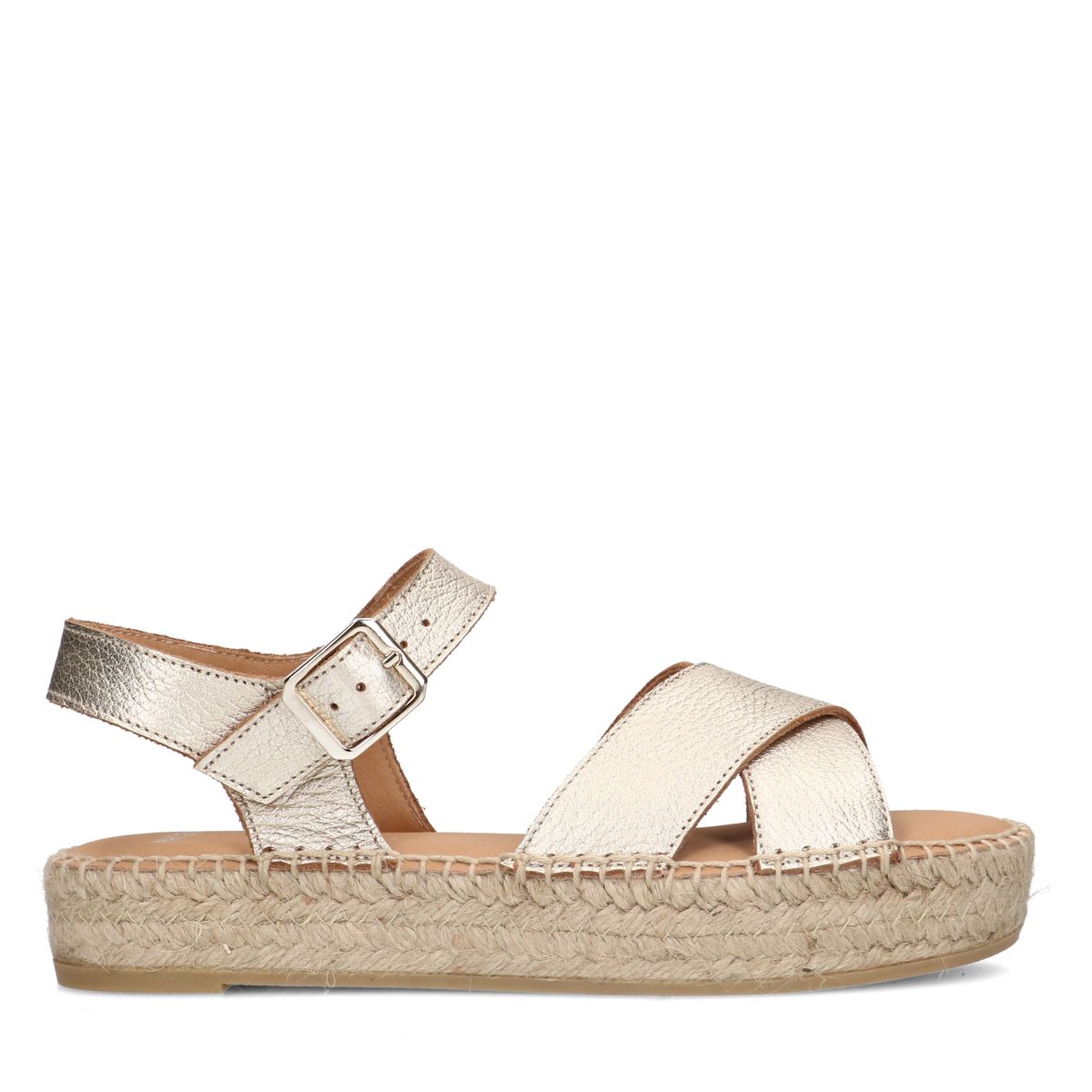 Gouden metallic sandalen met touwzool