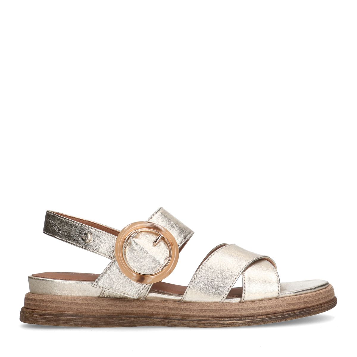 Gouden leren plateau sandalen met gesp