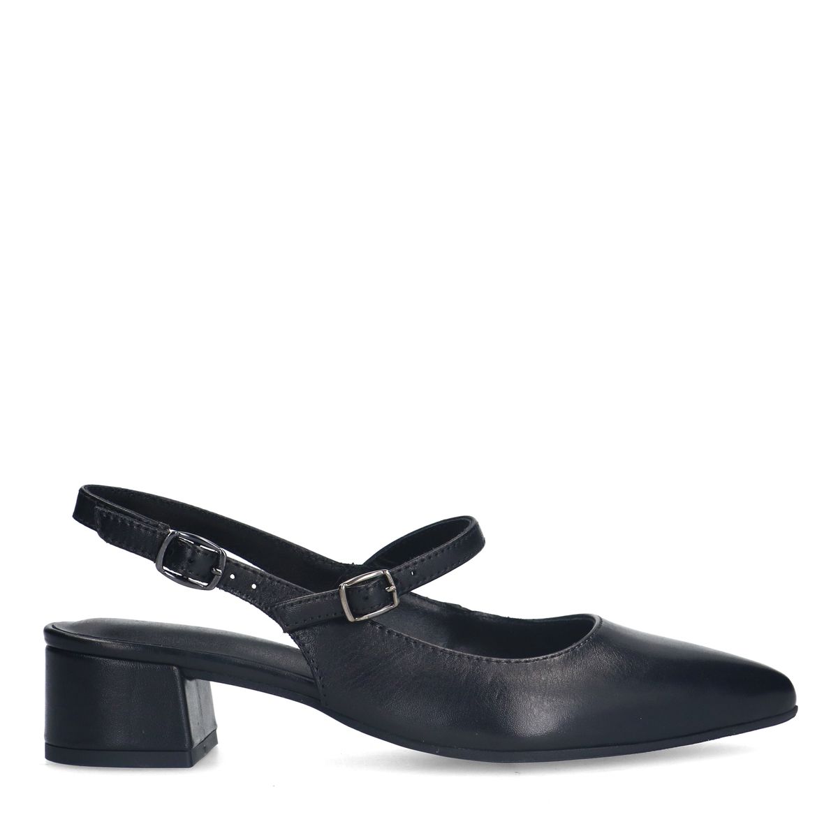 Zwarte leren slingbacks