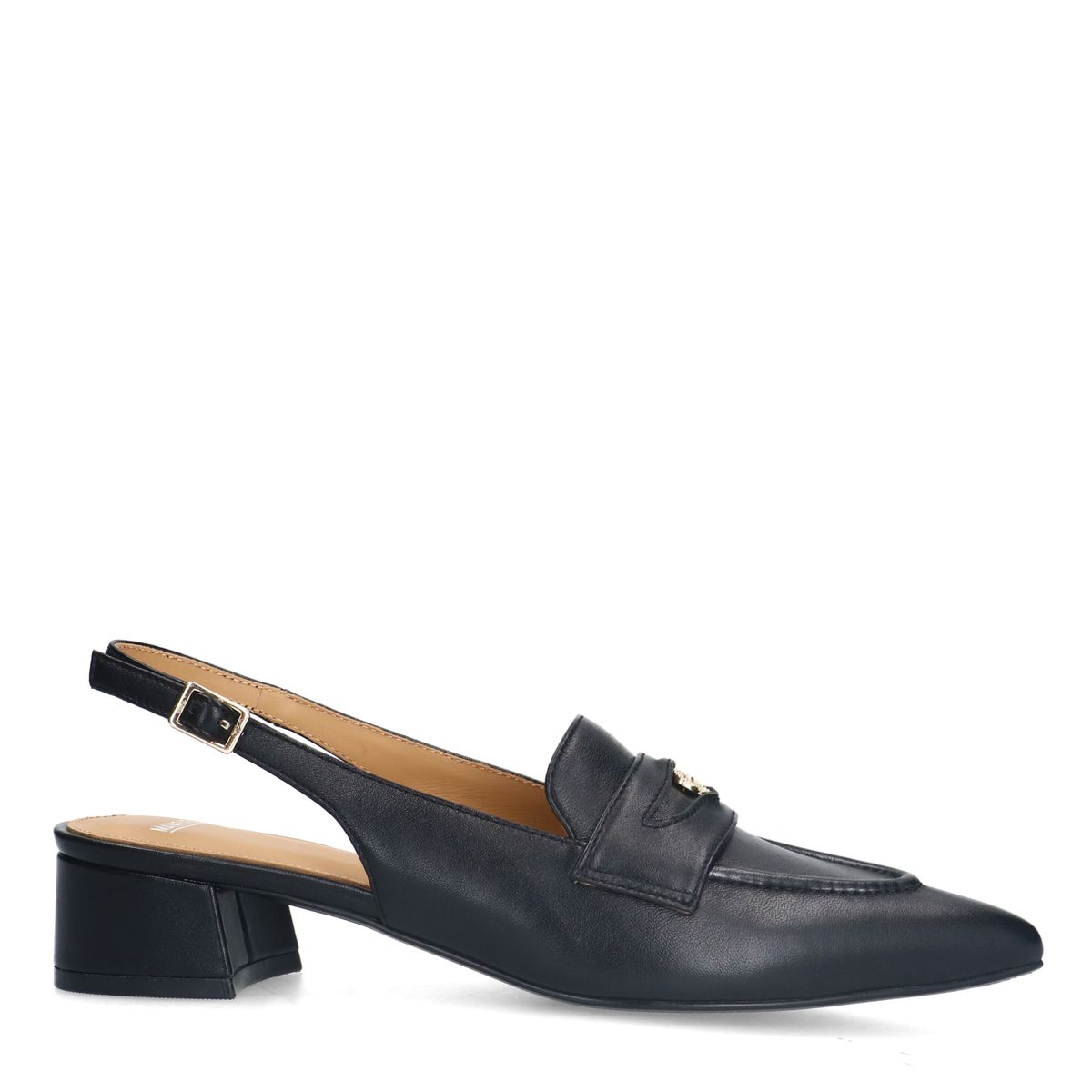 Zwarte leren slingbacks