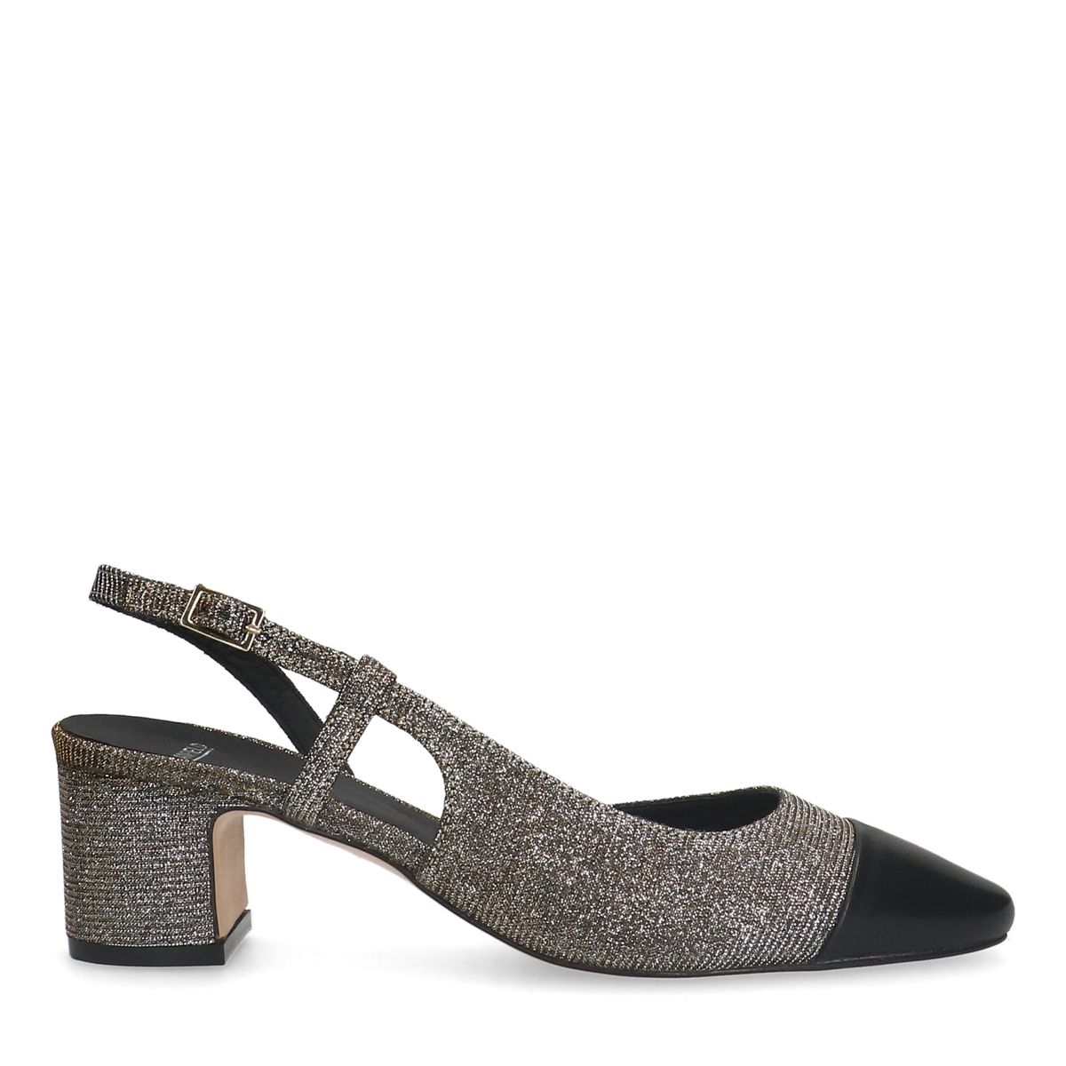 Zilveren glitter slingbacks