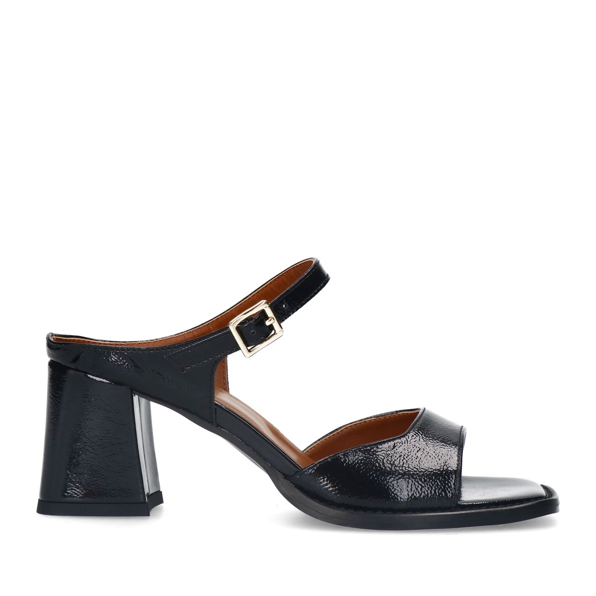 Zwarte lakleren sandalen met hak