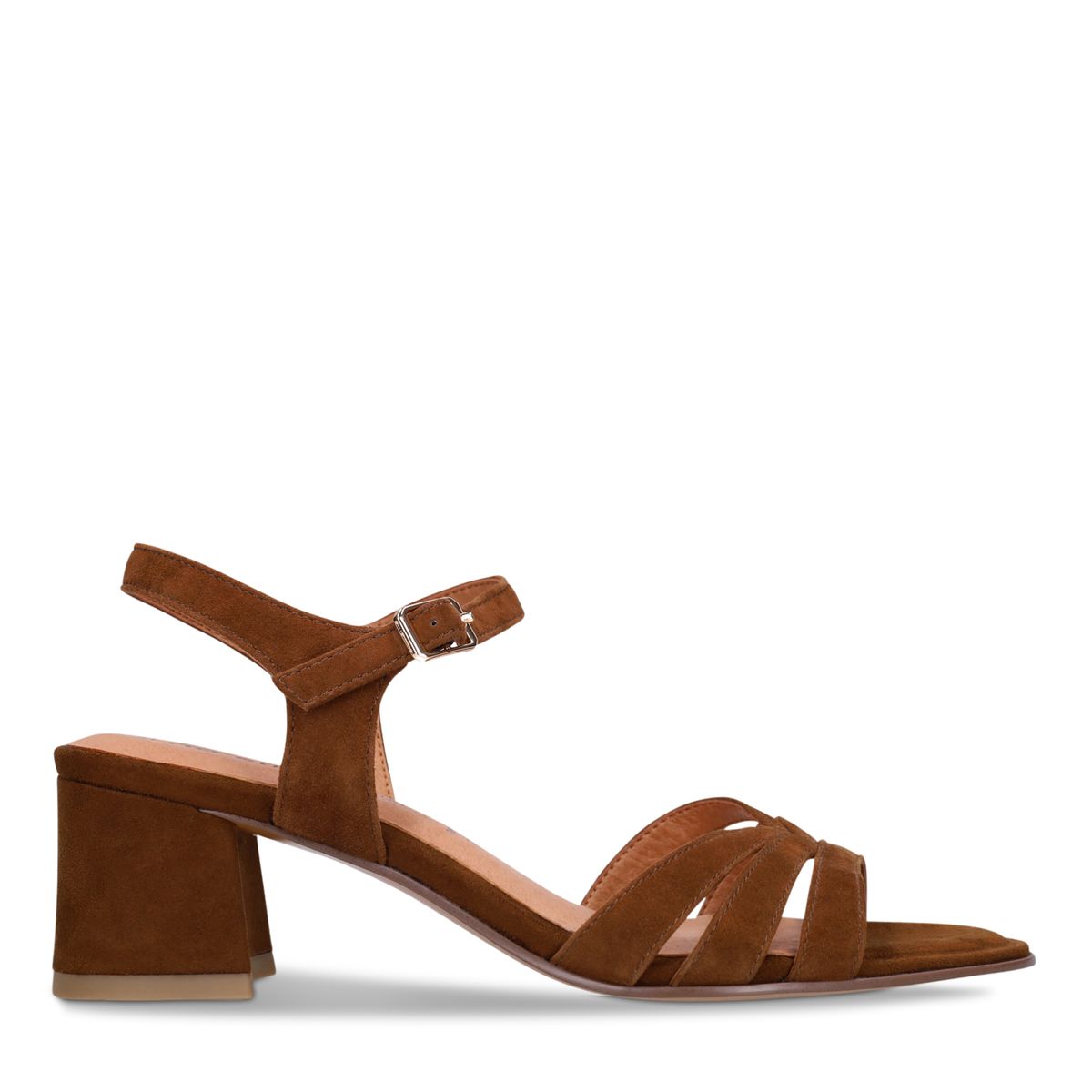No Stress Bruine Leren Sandalen Met Hak
