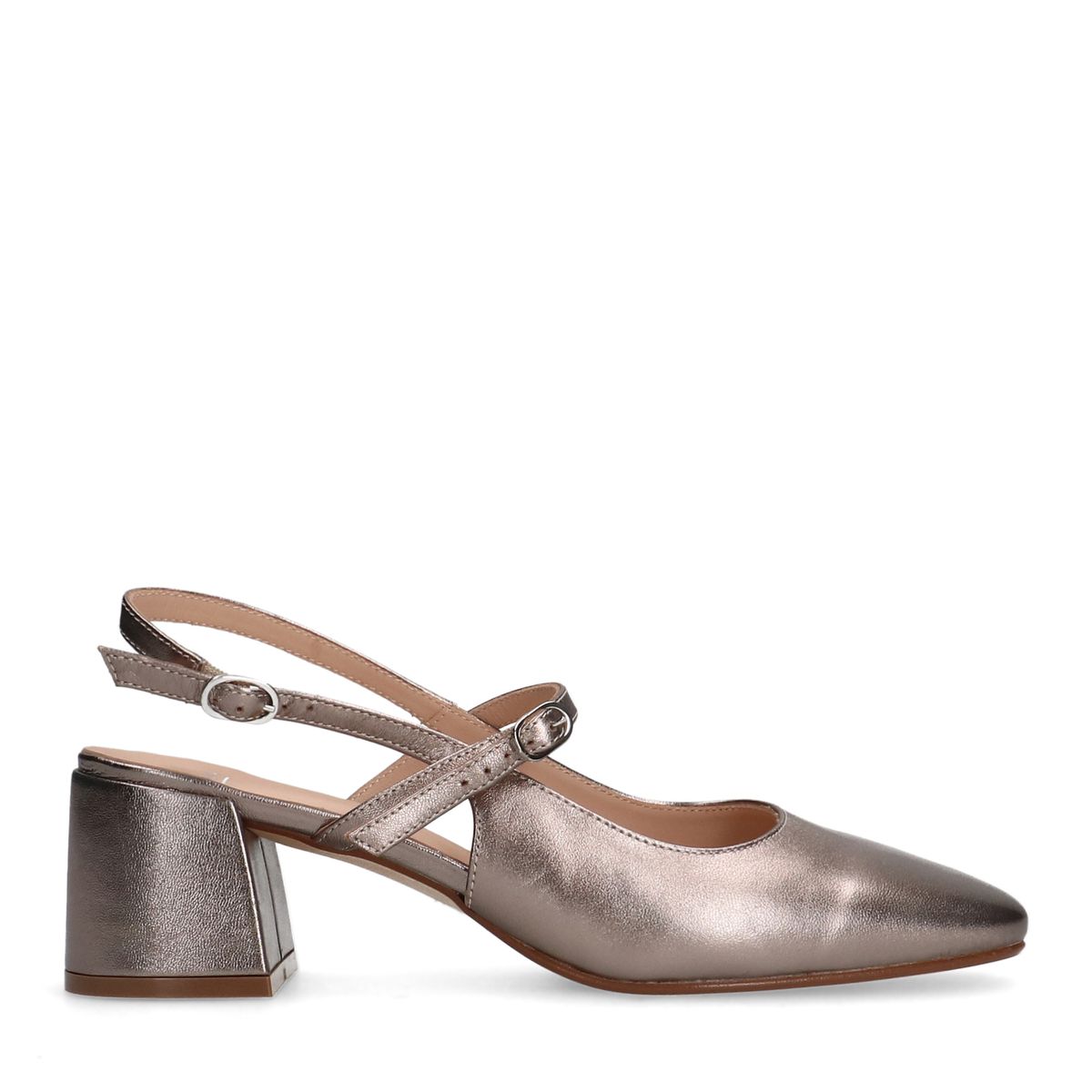 Metallic leren slingbacks