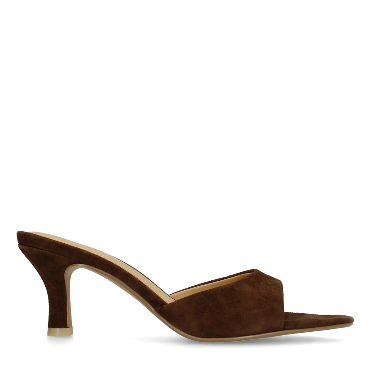 Manfield Bruine Suède Pumps Trechterhakvan 6 Cm - Maat 41