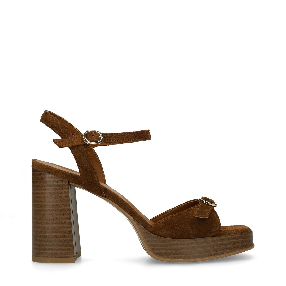 Manfield Braune Veloursleder-Sandaletten