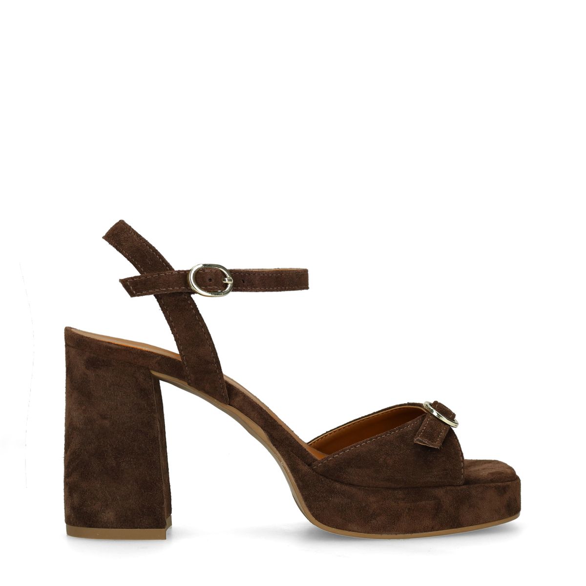 Manfield Dunkelbraune Veloursleder-Sandaletten