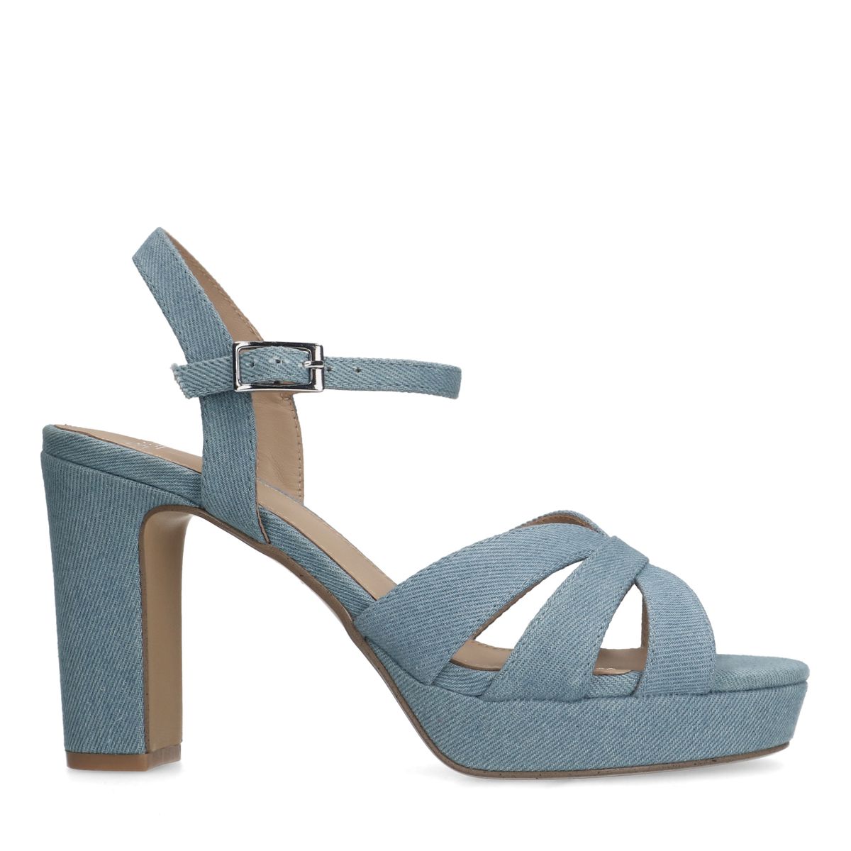 Denim sandalen met hak