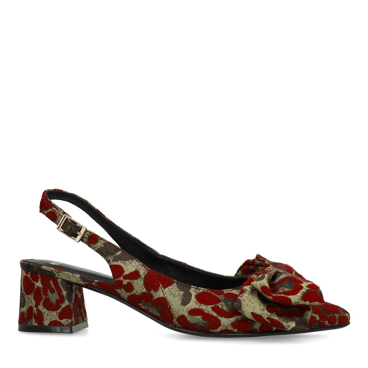 Burgundy leopard slingbacks met strik