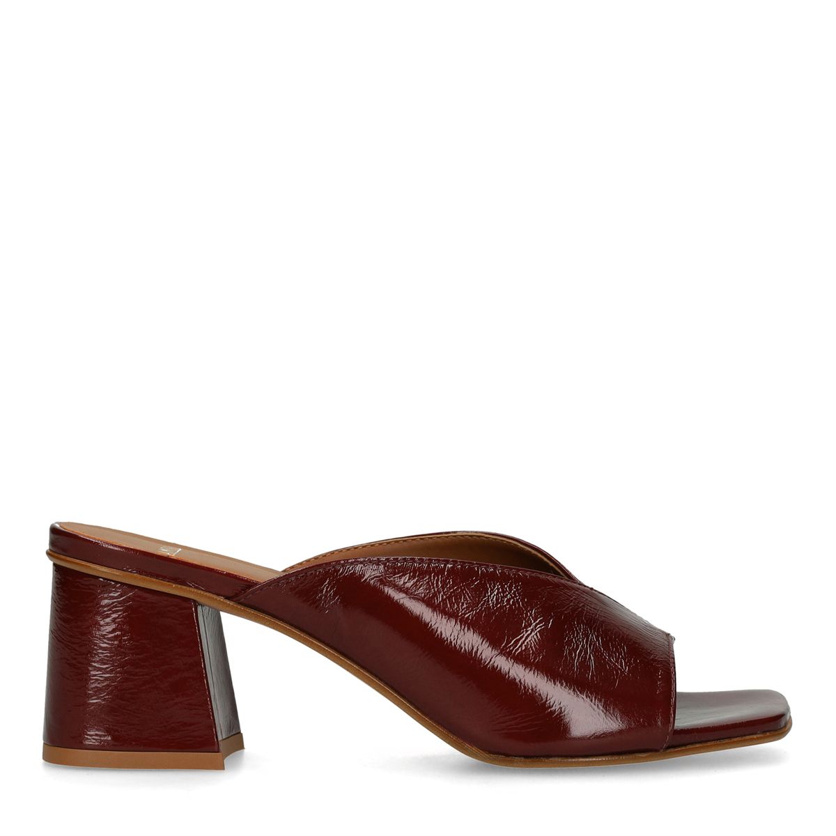 Manfield Bordeaux Rode Lakleren Sandalen Met Hak - Maat 36