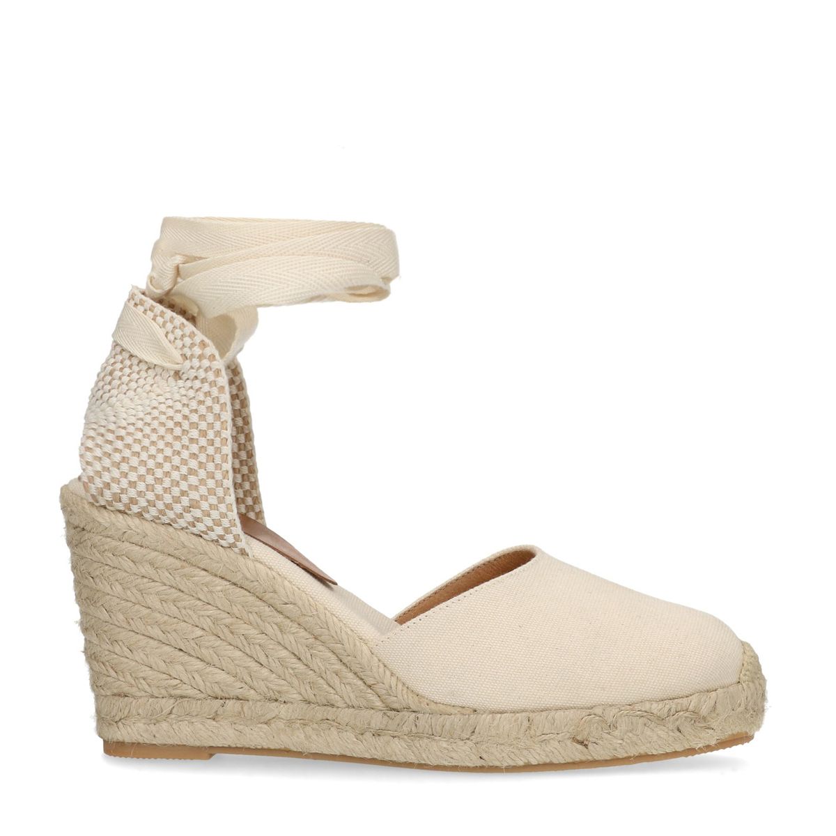 Canvas witte sleehakken