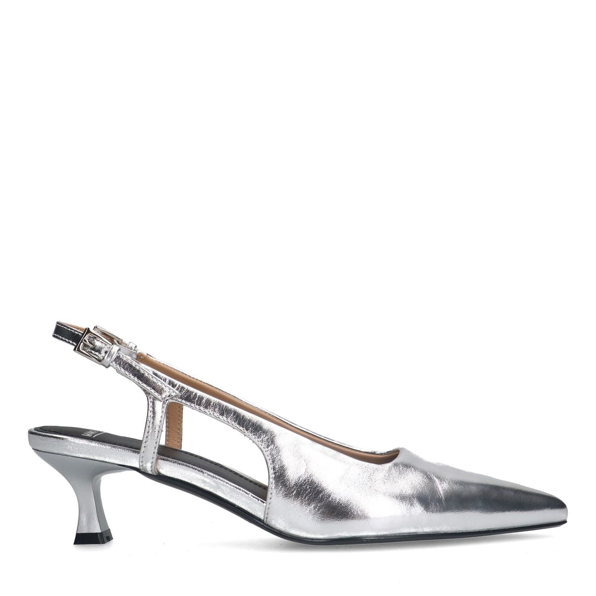Zilveren leren slingbacks