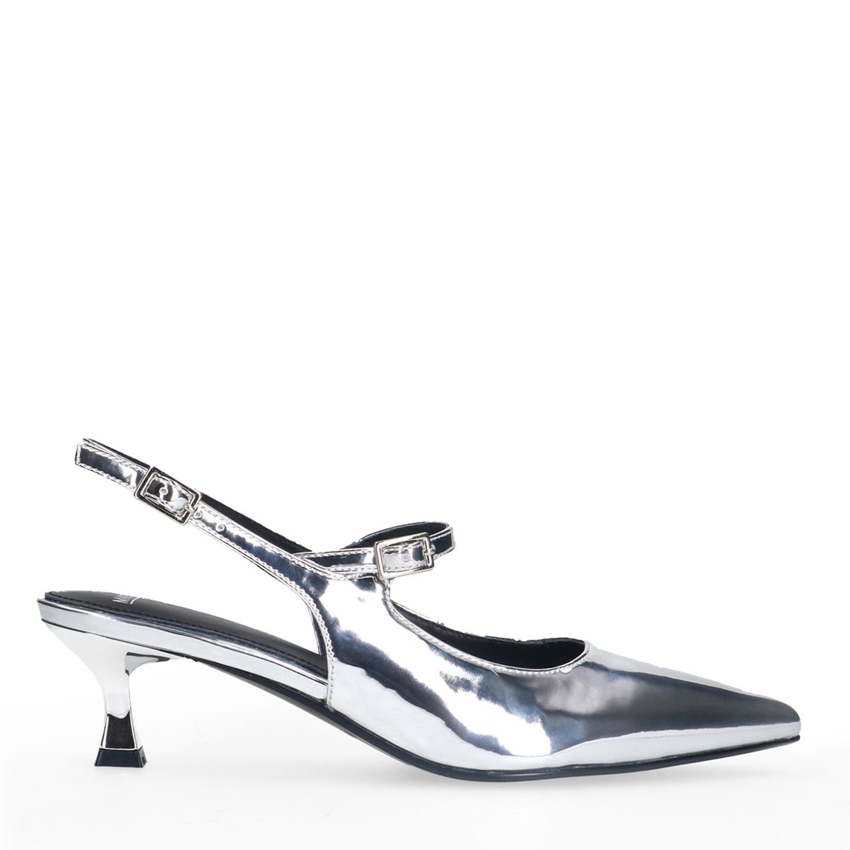 Zilveren lak slingbacks
