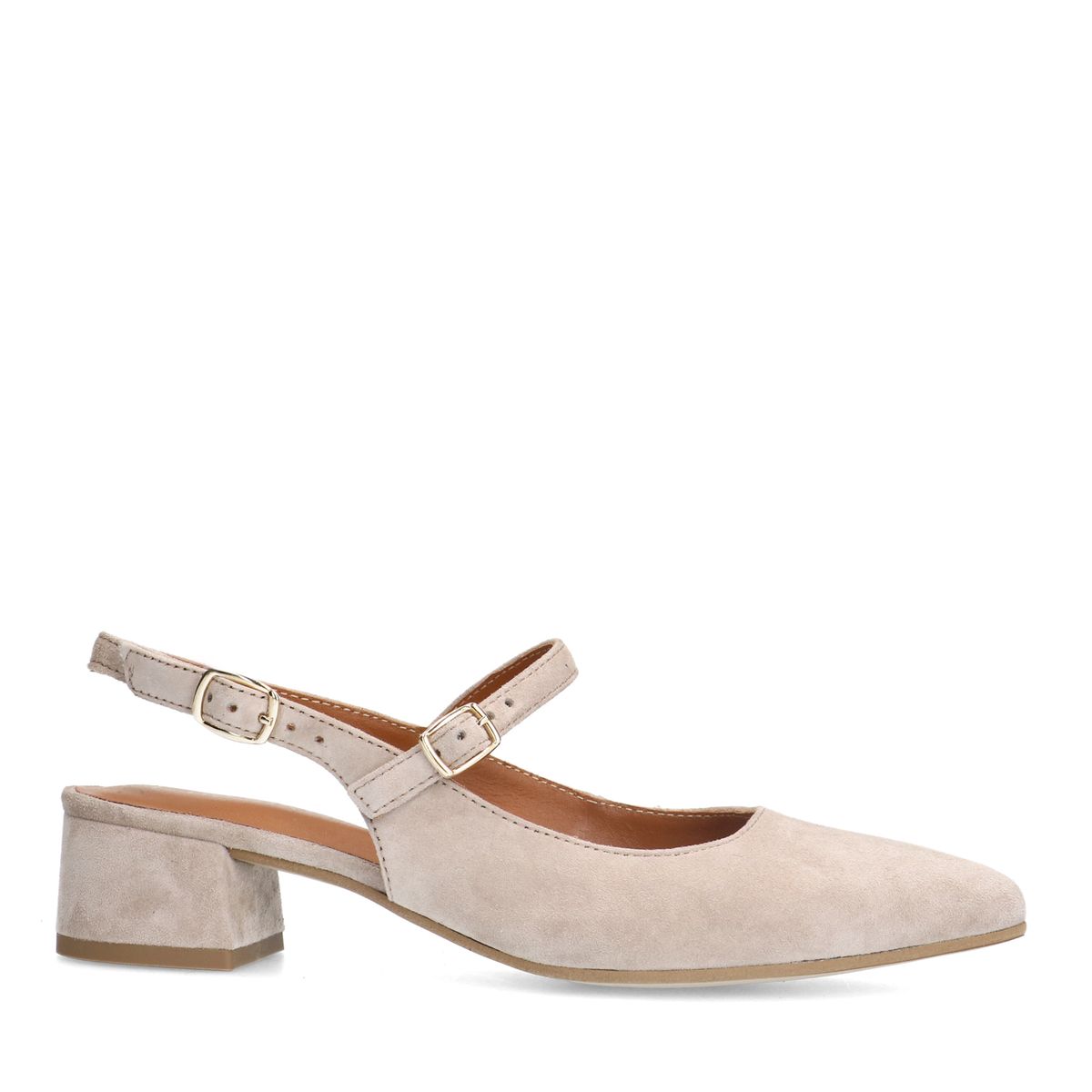 Beige suède slingbacks