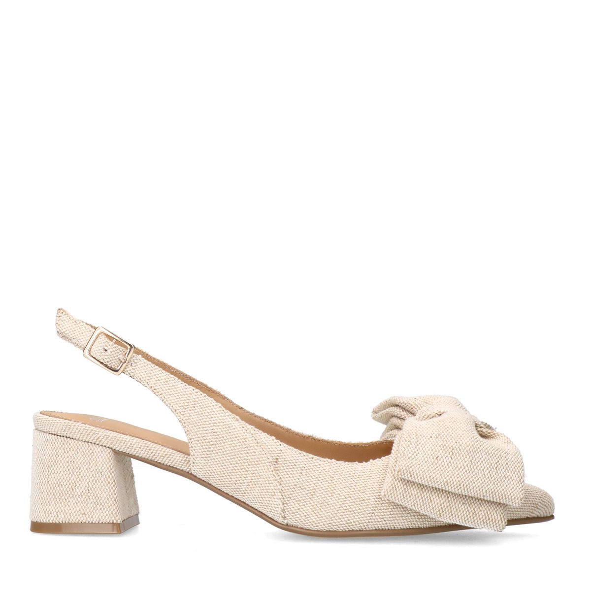 Beige slingbacks met strik