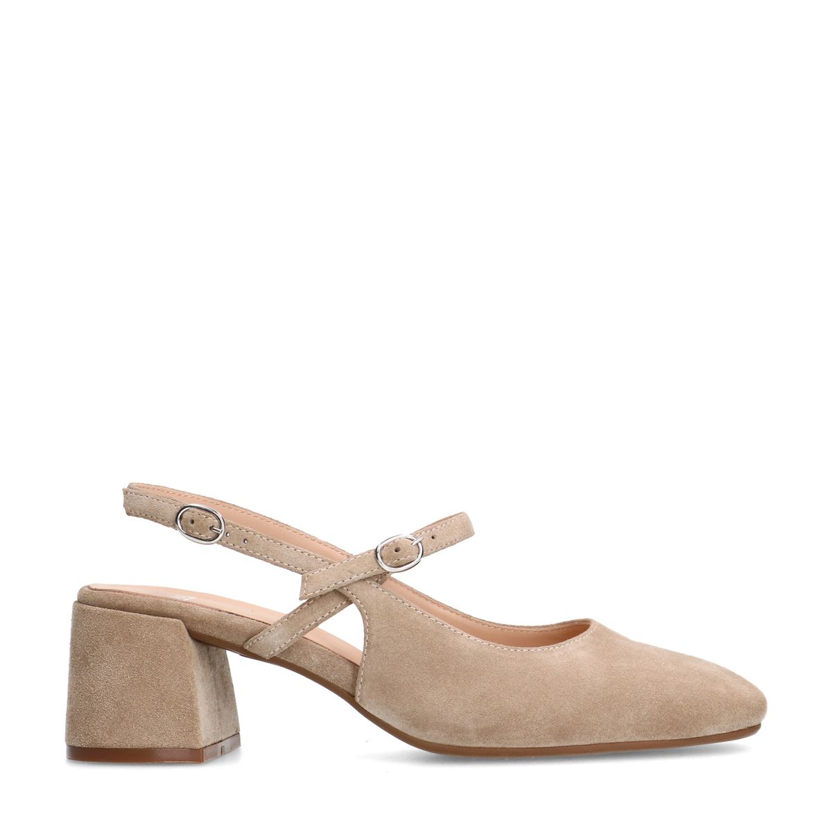 Beige suède slingbacks