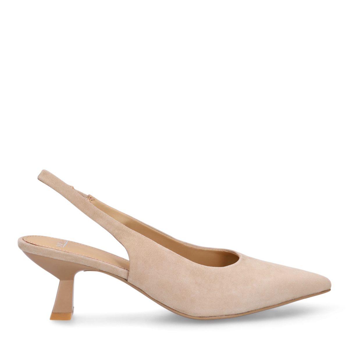 Manfield Taupefarbene Slingbackpumps Aus Veloursleder