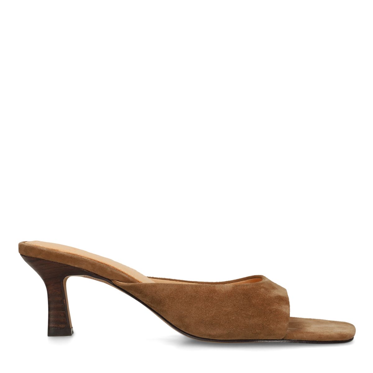 Manfield Cognac Suède Sandalen Met Hak - Maat 40
